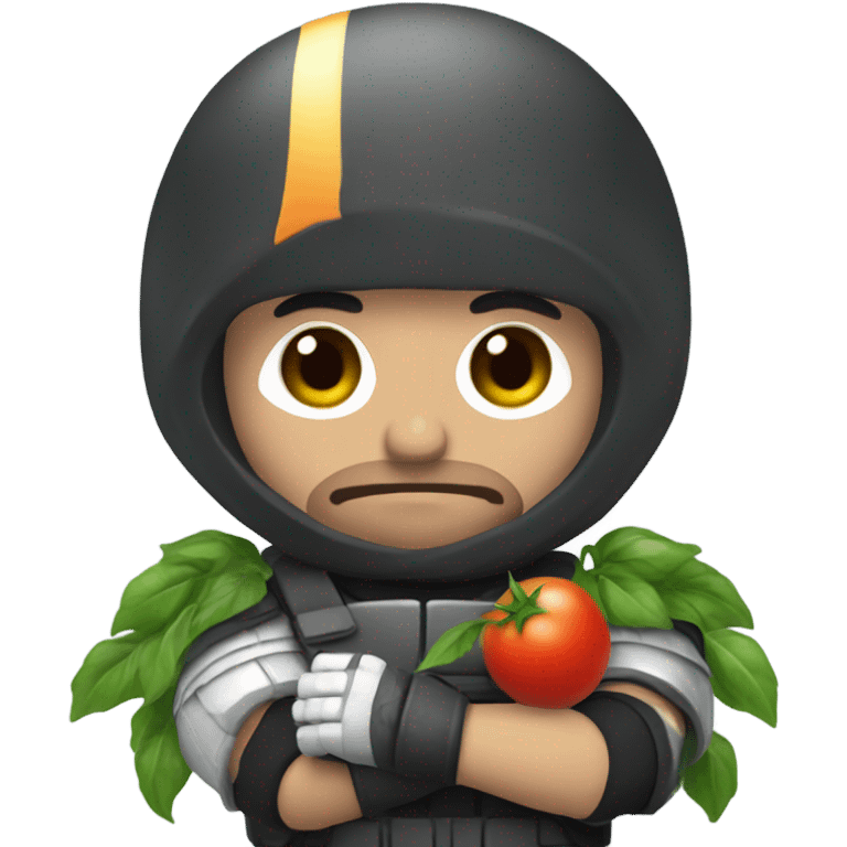 Marcus fenix holding a tomato emoji