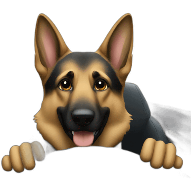 German Shepherd driving a car emoji