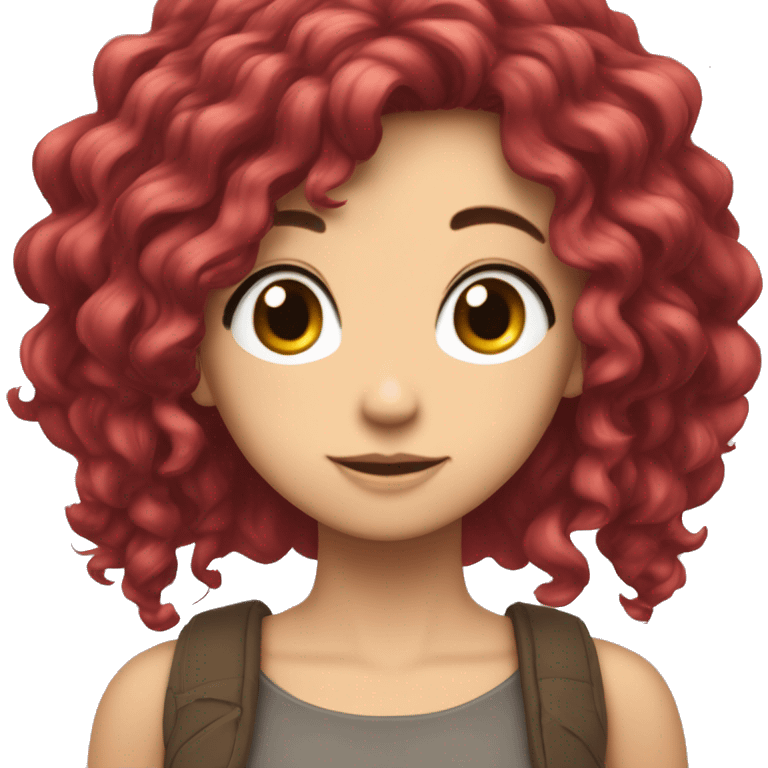 crie uma personagem de anime que tenha cabelo vermelho e orelhas de raposa emoji