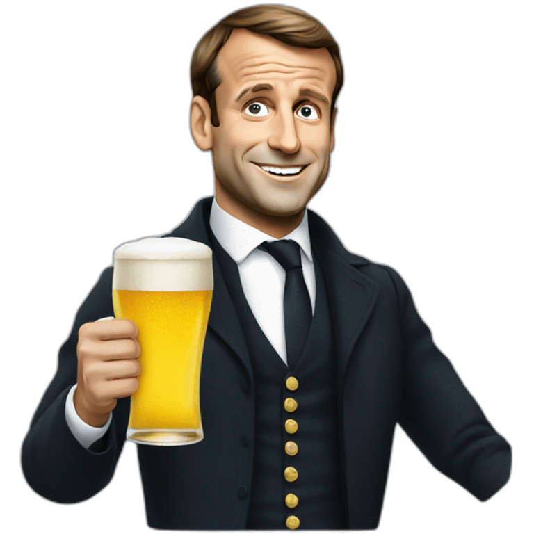 Emmanuel Macron holding a beer emoji