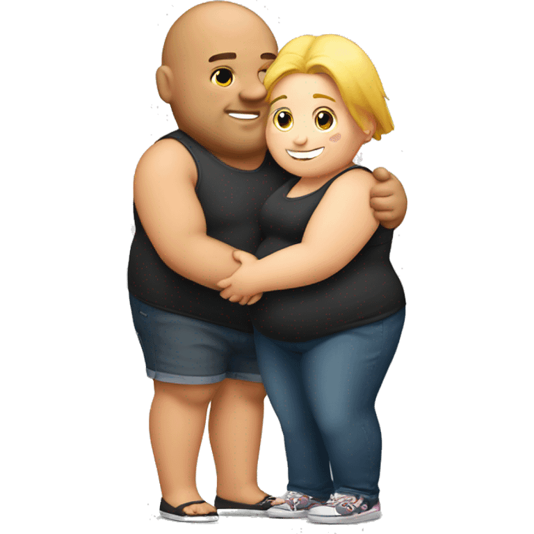 Fat boy hug slim girl emoji