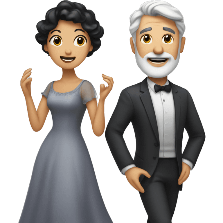 woman with black hair and man with gray hair dancing waltz emoji