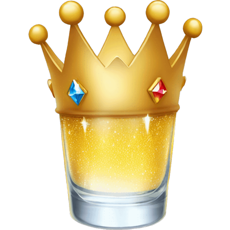 A sparkling shotglass inside of a crown emoji