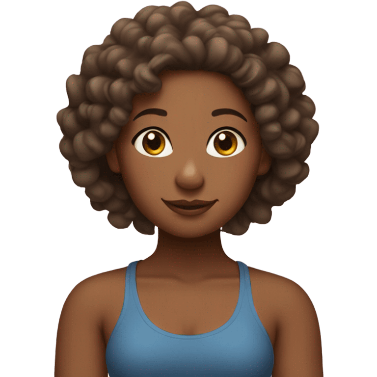 Yoga brown girl with curly hair emoji