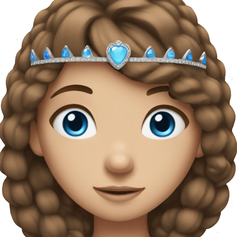 cozy girl with brown hair blue eyes and crown emoji