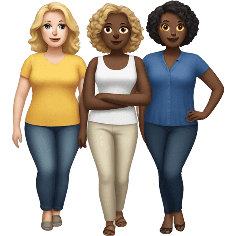 three white women plus size emoji