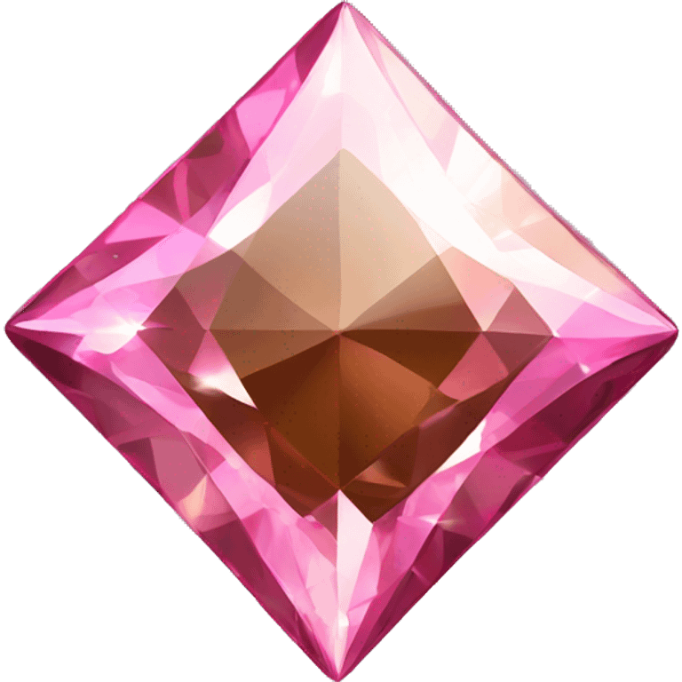 Flat Realistic square shiny sparkling brown and pink glittering diamond. emoji