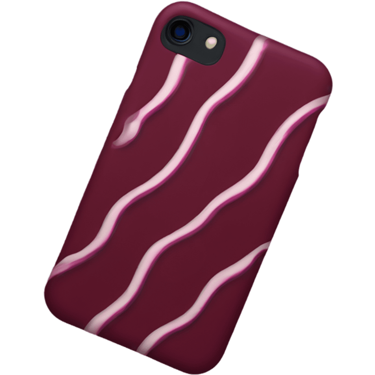 iPhone with burgundy wavy case emoji