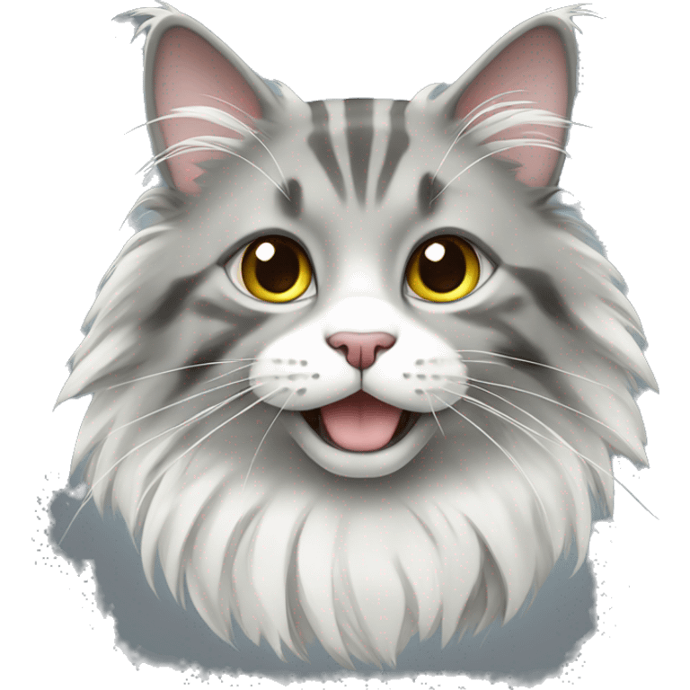 Grey white maincoon cat emoji