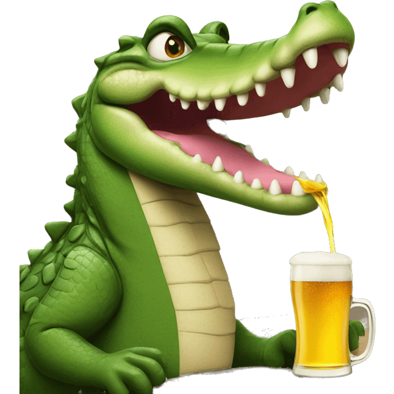 crocodile drinking beer emoji