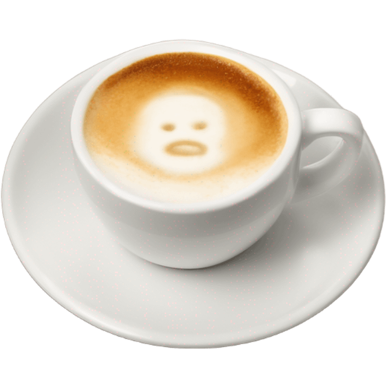 Cappucino in white cup with plate  emoji