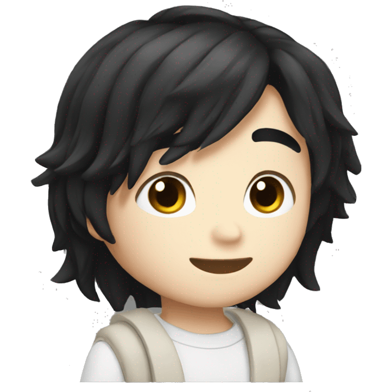 long black hair cute boy white skin emoji