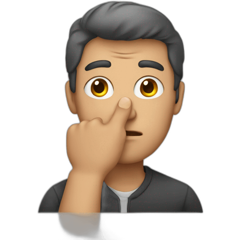 A man pulls his eye with the finger of his hand emoji