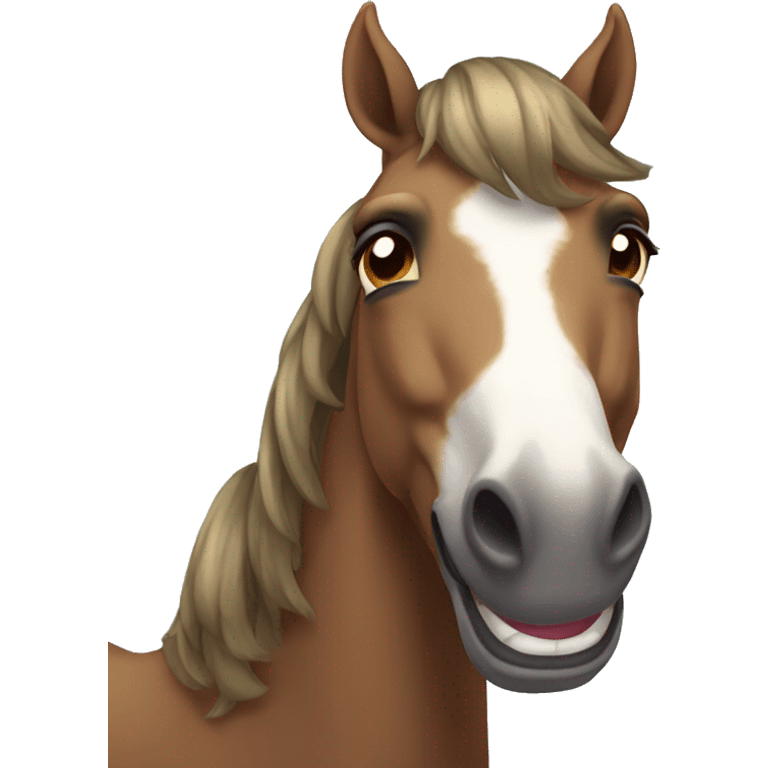 rare horse blushing super happy emoji