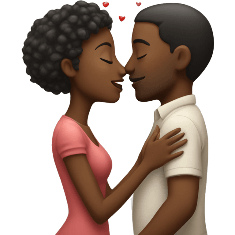 a african american couple kissing with hearts over they head  emoji