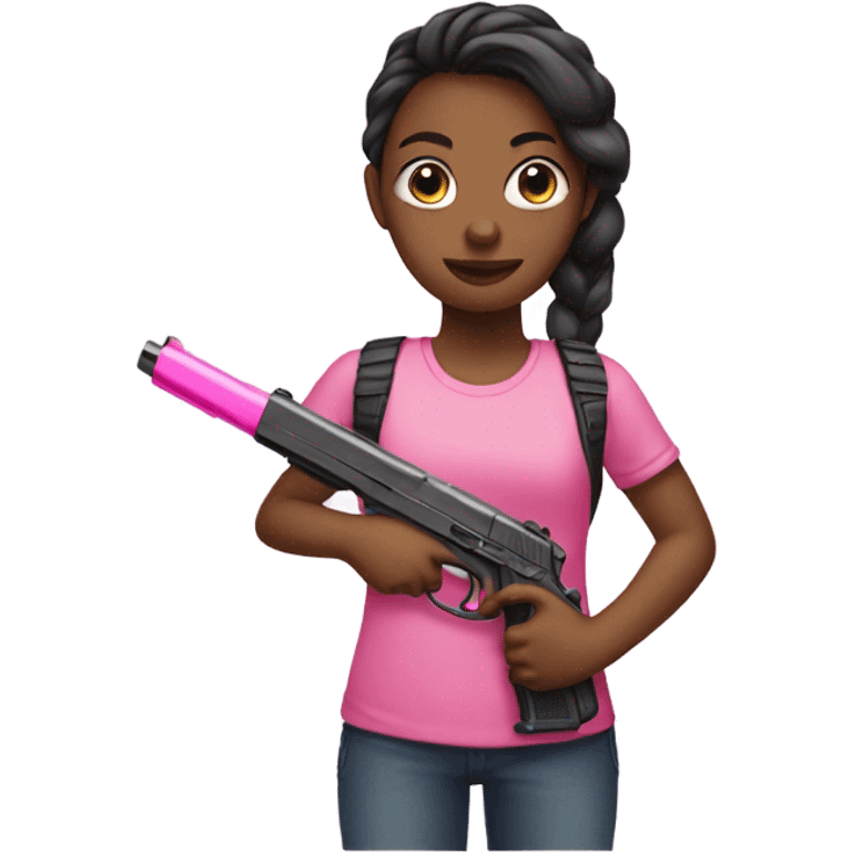 girl holding a pink gun emoji