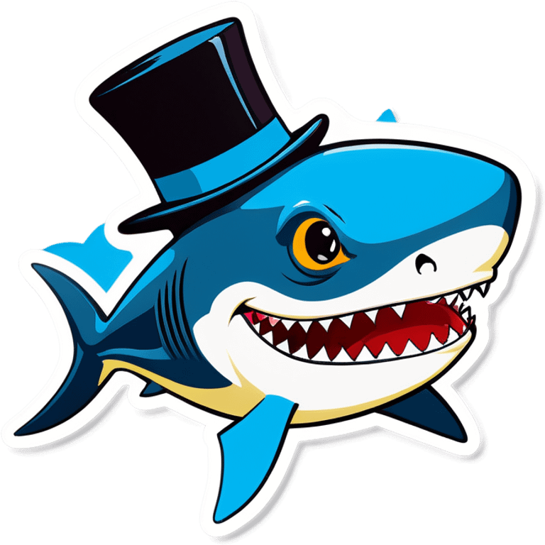 Shark with a top hat emoji