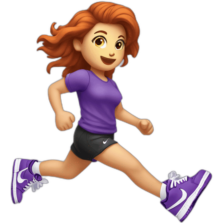 Fille rousse qui a des chaussures Nike dunk violet emoji