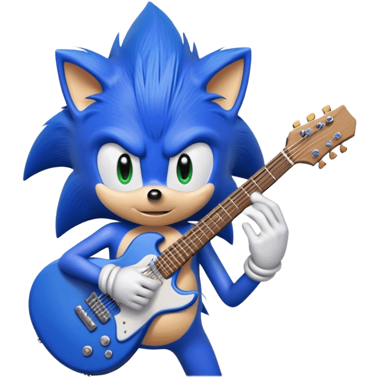 Sonic holding a guitar emoji