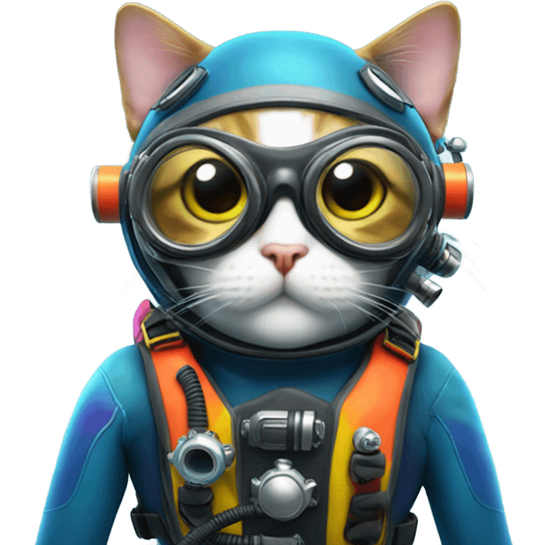 Cat scuba diving  emoji