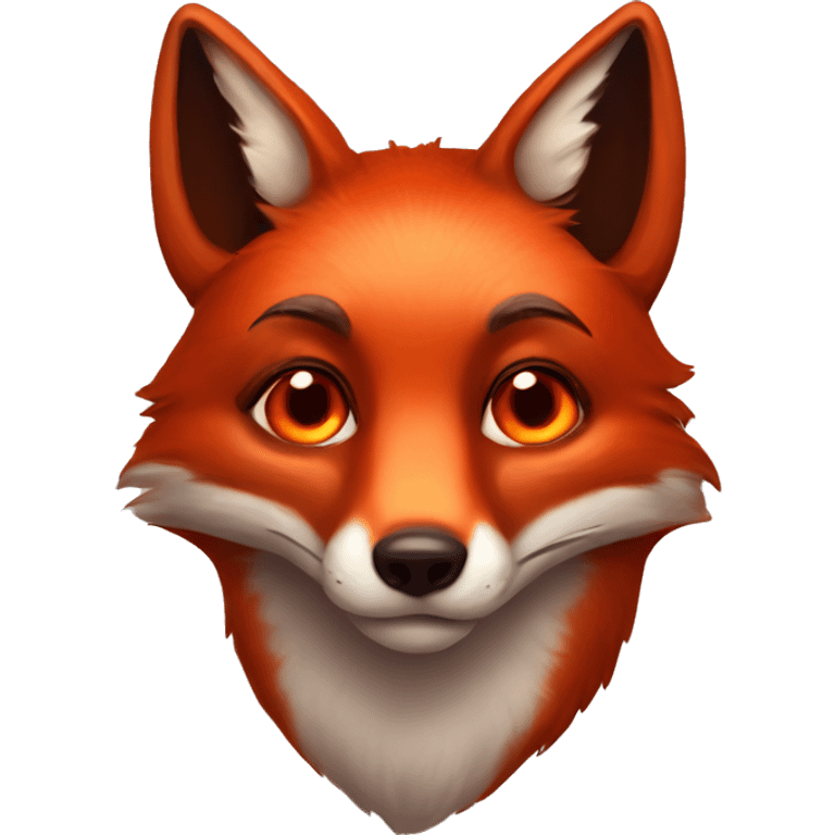 dark red fox face with tiny red heart instead of eyes emoji