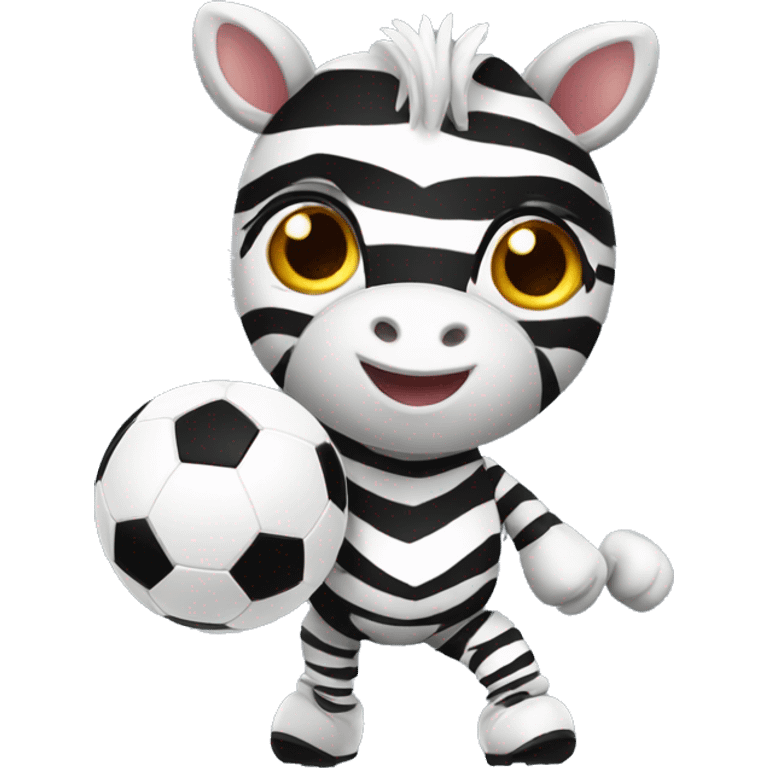 Cute zebra playing soccer emoji