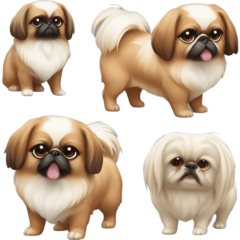 Dogs Pekingese red and white emoji