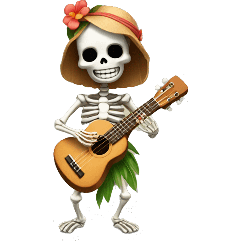 Skeleton Hula girl playing a ukulele  emoji