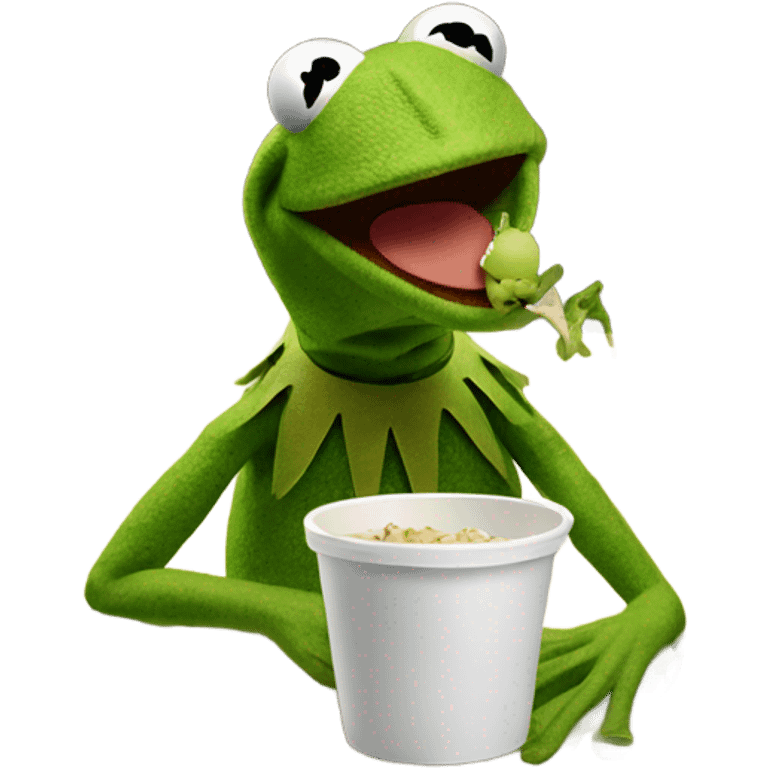 Kermit the frog eating Kermit the frog. emoji