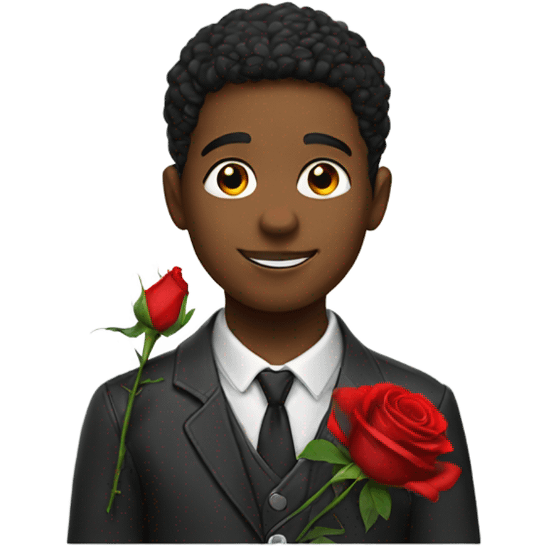 Boy with a red rose emoji