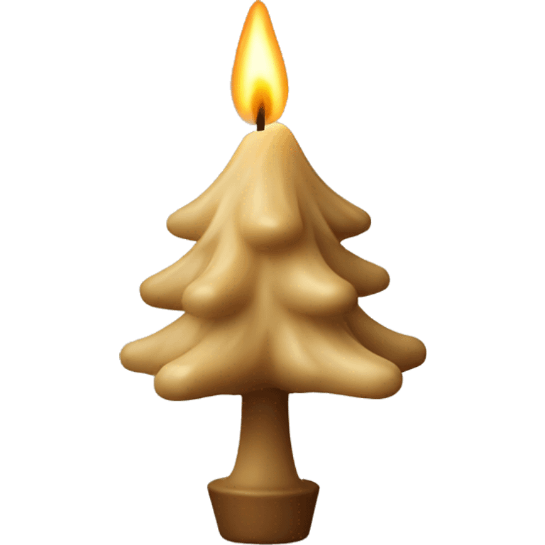 beige wax candle shaped like a pine tree emoji