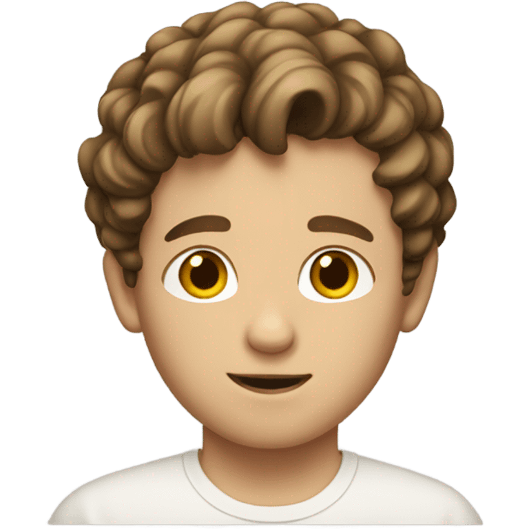 white boy with short brown wavy hair  emoji