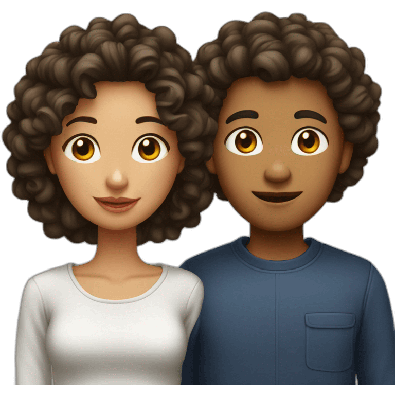 Couple fille cheveux bouclés et garçon noir  emoji