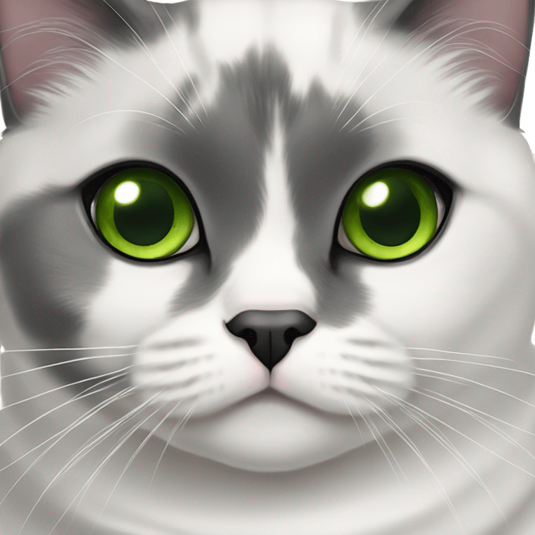 black and white scottish fold cat with green eyes  emoji