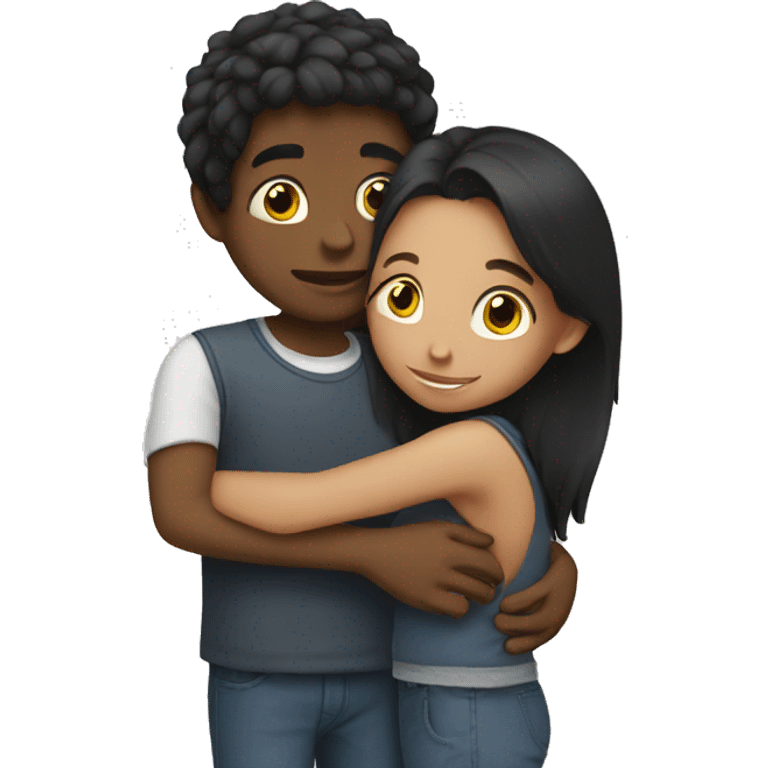 girl with boy hugging  emoji