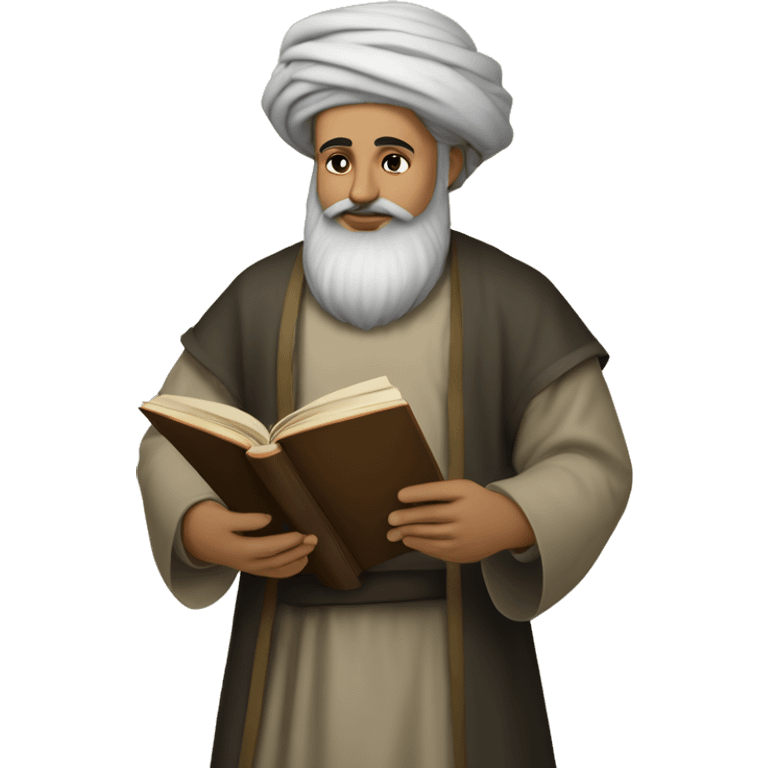 Nizami Ganjavi persian medieval author with a book in hands and black beard emoji