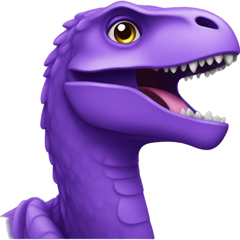 white outlines, purple raptor, in shock, head only emoji