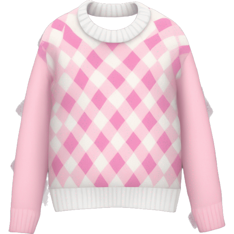 white and pink aesthetic argyle sweater emoji