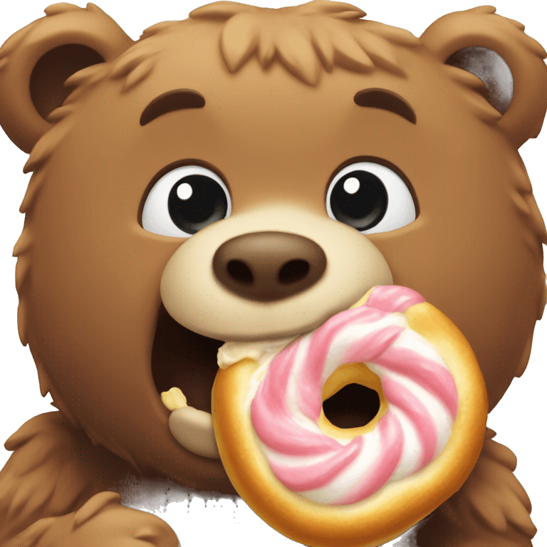 Bear eating a cinnamonroll emoji