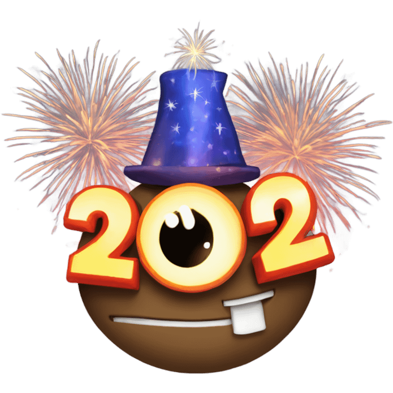 Happy New Year 2025 celebrating firesworks emoji