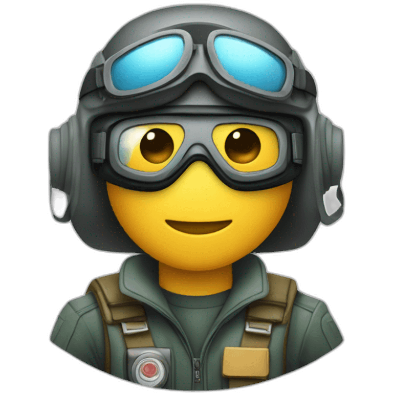 Pilote de chasse qui ne sourit pas et avec un masque à oxygène emoji