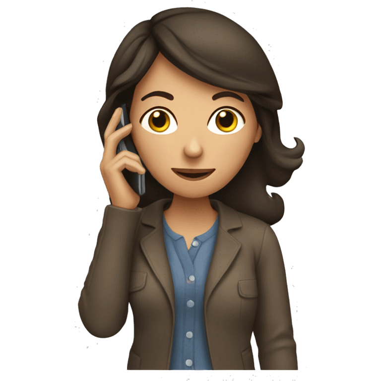 Brunette Woman talking on her cellphone emoji