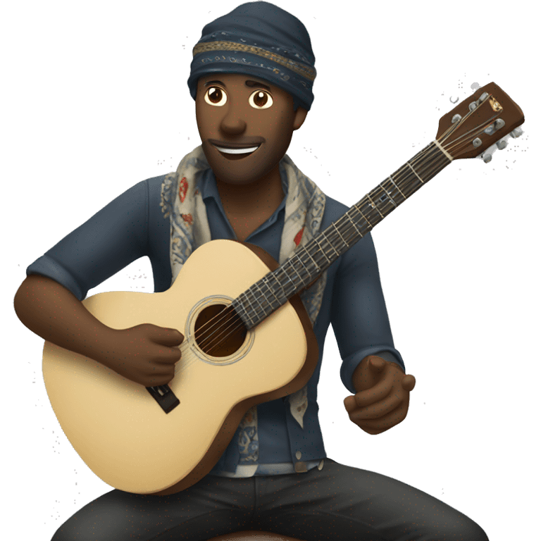 man with bandanna playing guitar emoji