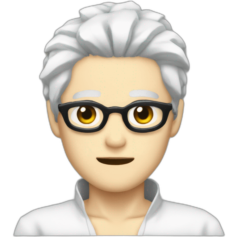 Gojo satoru white hair with a black tissue on his eyes emoji