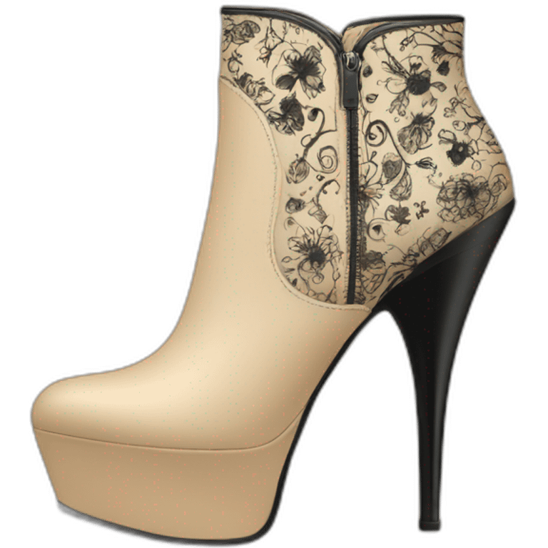 high-heels-boot-beige-with-black-doodles emoji