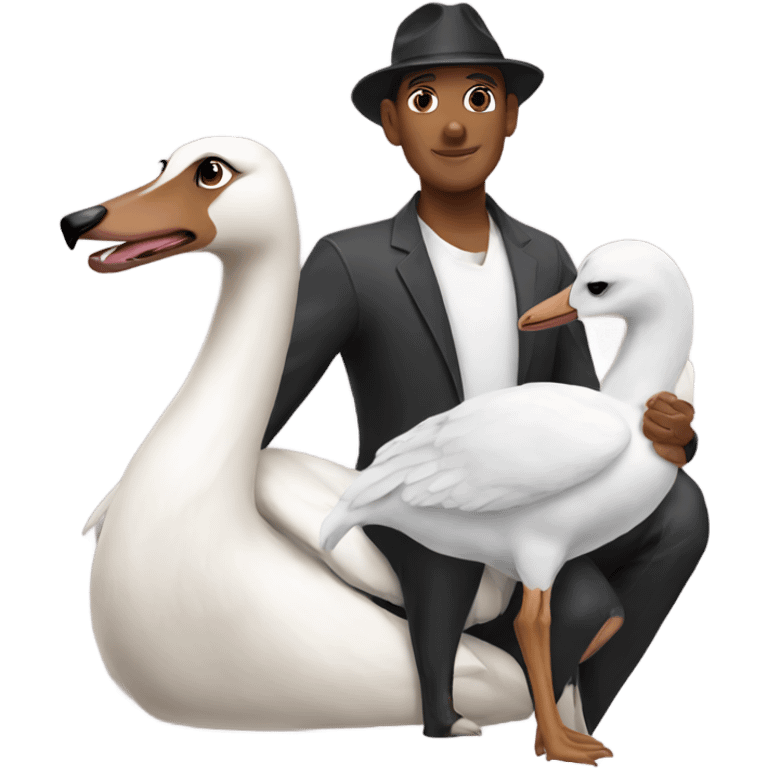 swan with doberman couple emoji