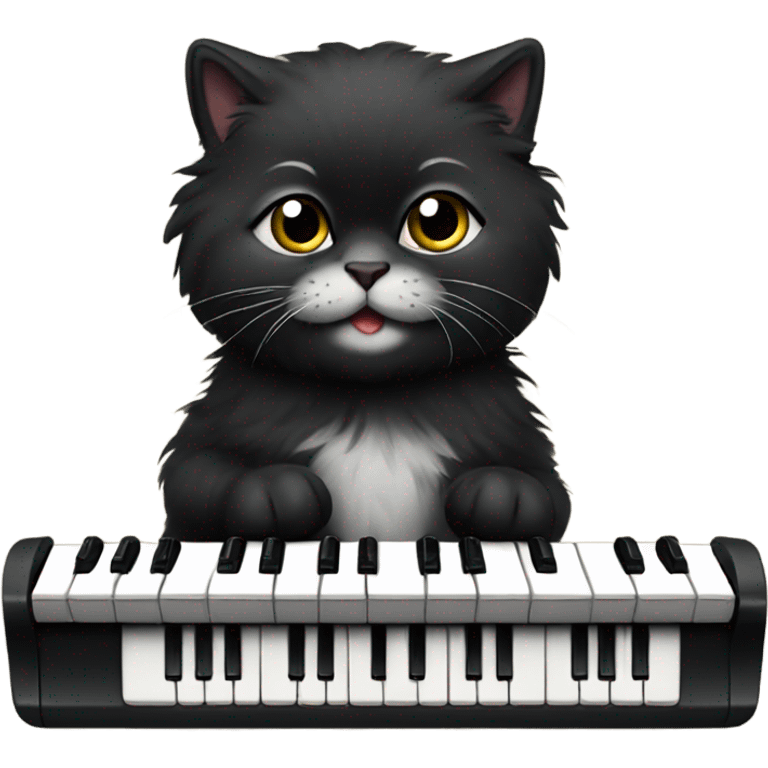 Little 3 year old black Persian playing a keyboard  emoji