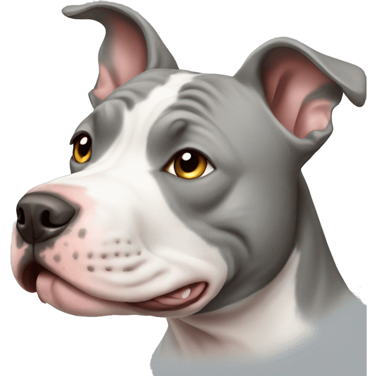 Grey and white Pitbull dog emoji