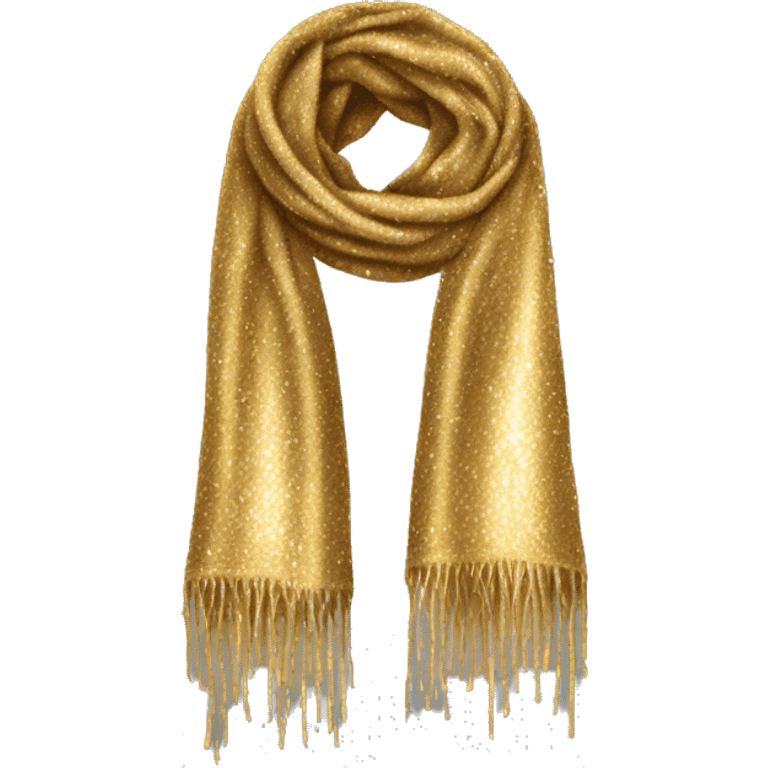 Realistic glitter gold winter scarf isolated.  emoji