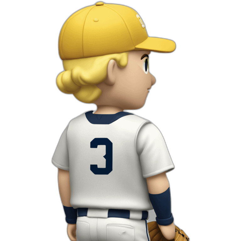 Blonde male baseball player. From back looking over shoulder. Name on back of uniform is C-Rob with a number 4 emoji